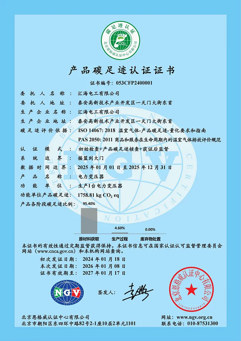 Product Carbon Footprint Certificate