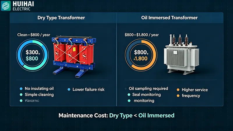 Dry-type transformers have lower maintenance costs
