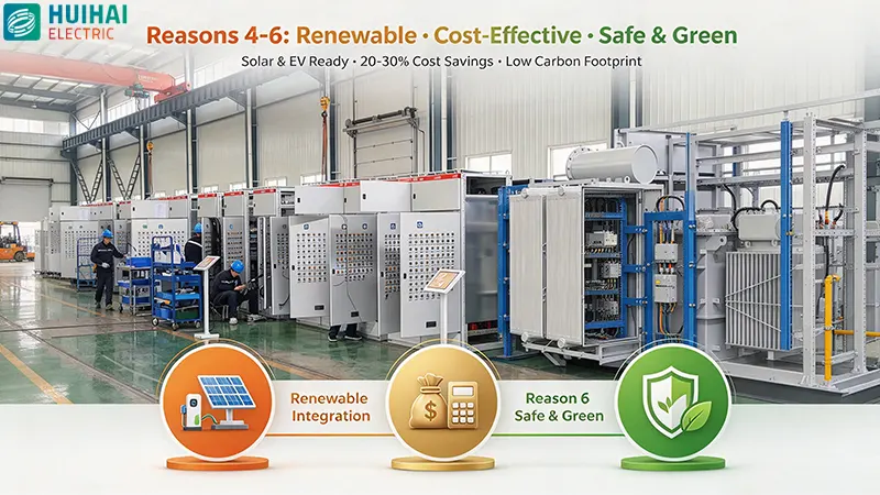 Prefabricated substation benefits 4-6 – renewable energy integration, cost reduction, and enhanced safety with environmental performance Prefabricated substation benefits 4-6 – renewable energy integration, cost reduction, and enhanced safety with environmental performance