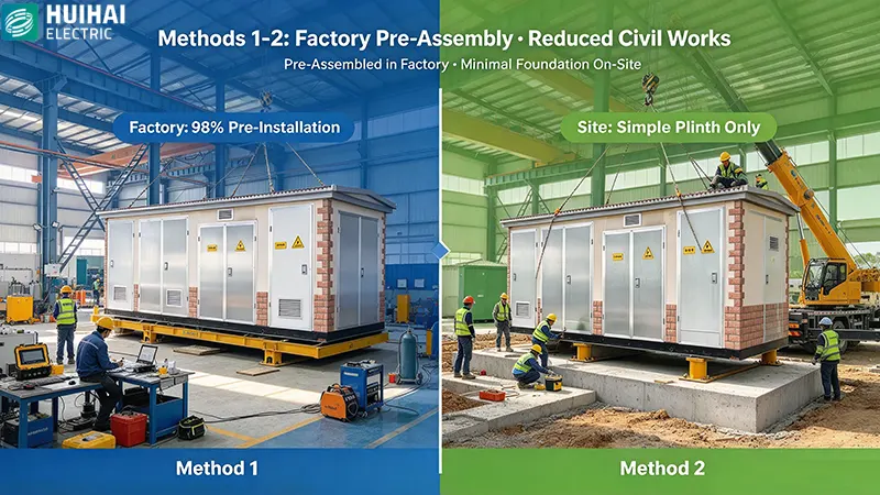 Methods 1-2: Factory Pre-Assembly · Reduced Civil Works Methods 1-2: Factory Pre-Assembly · Reduced Civil Works